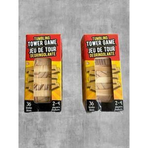 2 Tumbling Tower Game 36 Wood Blocks Each Stacking Toy Travel Size Mini Jenga